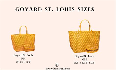 sizes of goyard bags|goyard st louis pm price.